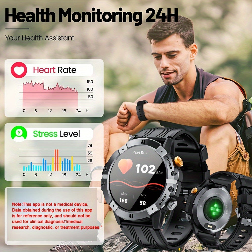 Montre connectée SYNWOO pour homme - Écran TFT HD de 3,86 cm, bracelet de fitness multisports avec enregistrement d'activité, étanche IPX8, charge magnétique, sans fil 5.3, en alliage de zinc