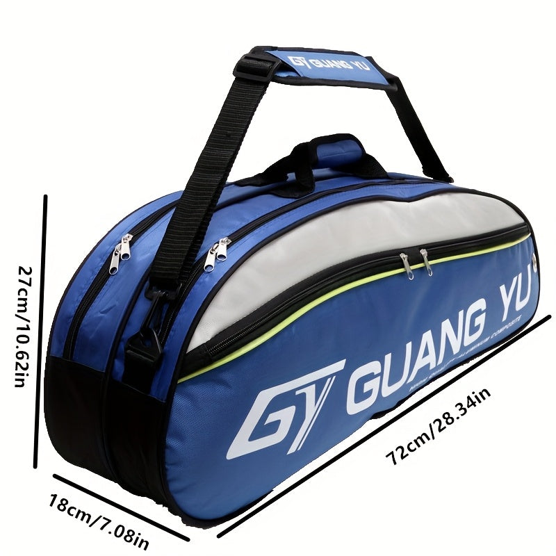 Sac de sport multicouche grande capacité avec roulettes et bandoulière rembourrée - en nylon résistant pour raquettes de tennis et de badminton, idéal pour les voyages, la salle de sport et l'entraînement (rouge/noir)