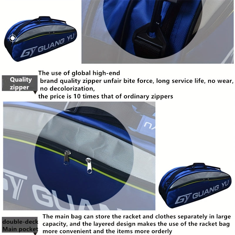 Sac de sport multicouche grande capacité avec roulettes et bandoulière rembourrée - en nylon résistant pour raquettes de tennis et de badminton, idéal pour les voyages, la salle de sport et l'entraînement (rouge/noir)