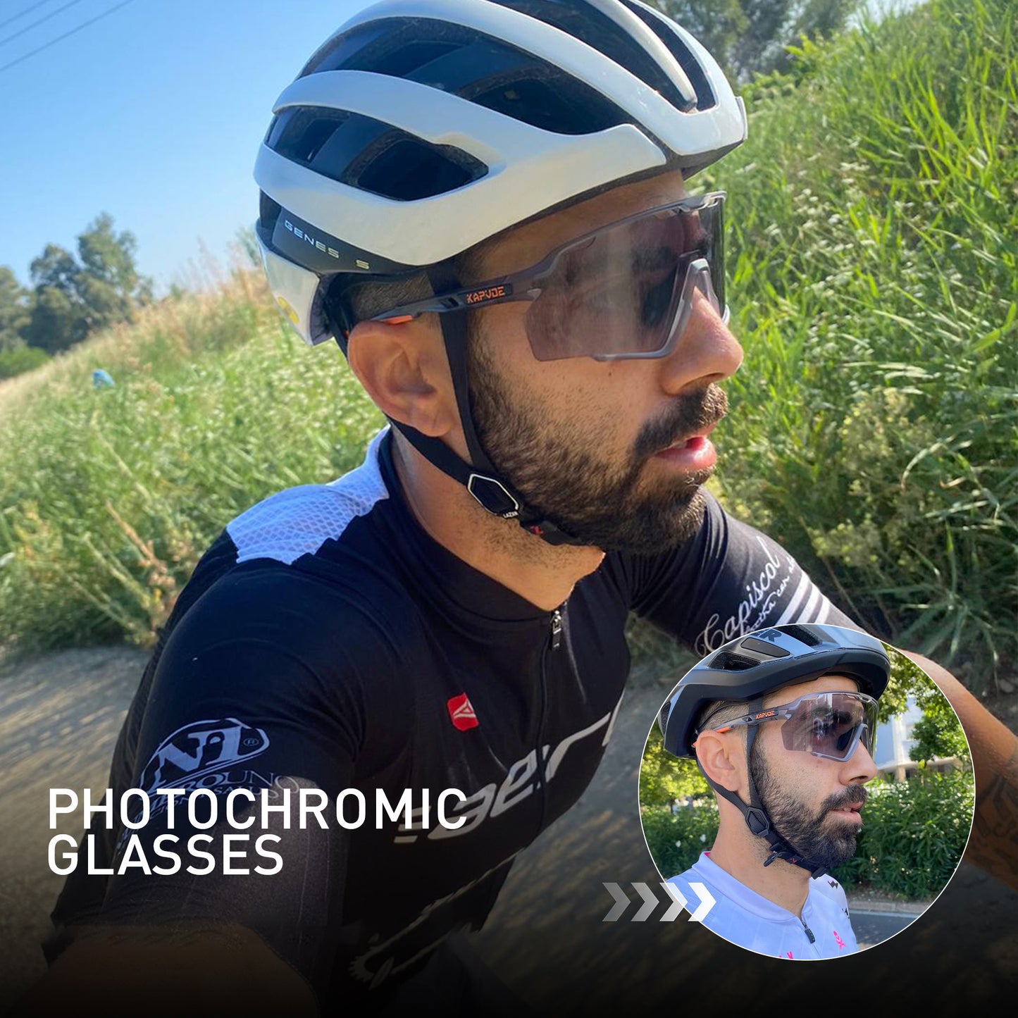 Lunettes de sport photochromiques KAPVOE, lunettes de cyclisme pour hommes et femmes, vélo d'extérieur, de pêche, de golf, de course à pied, monture brillante.