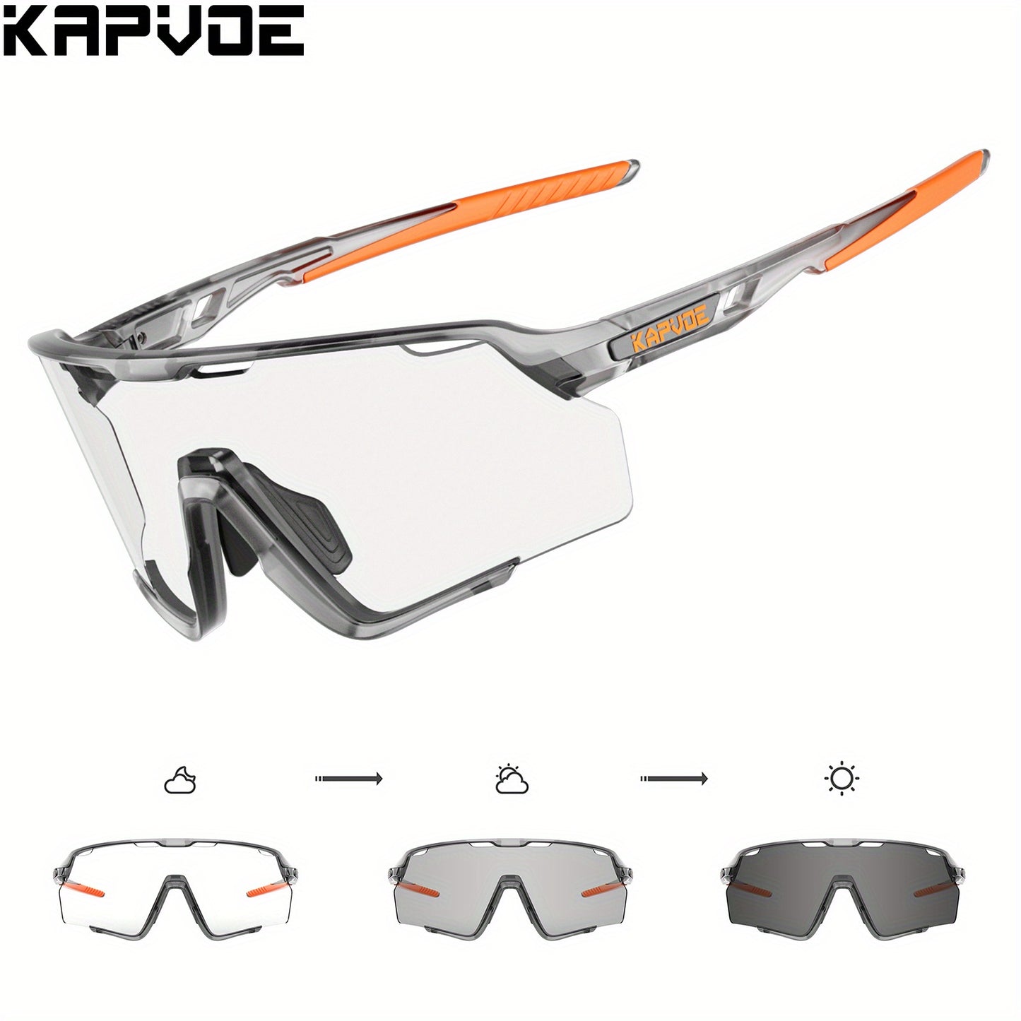 Lunettes de sport photochromiques KAPVOE, lunettes de cyclisme pour hommes et femmes, vélo d'extérieur, de pêche, de golf, de course à pied, monture brillante.