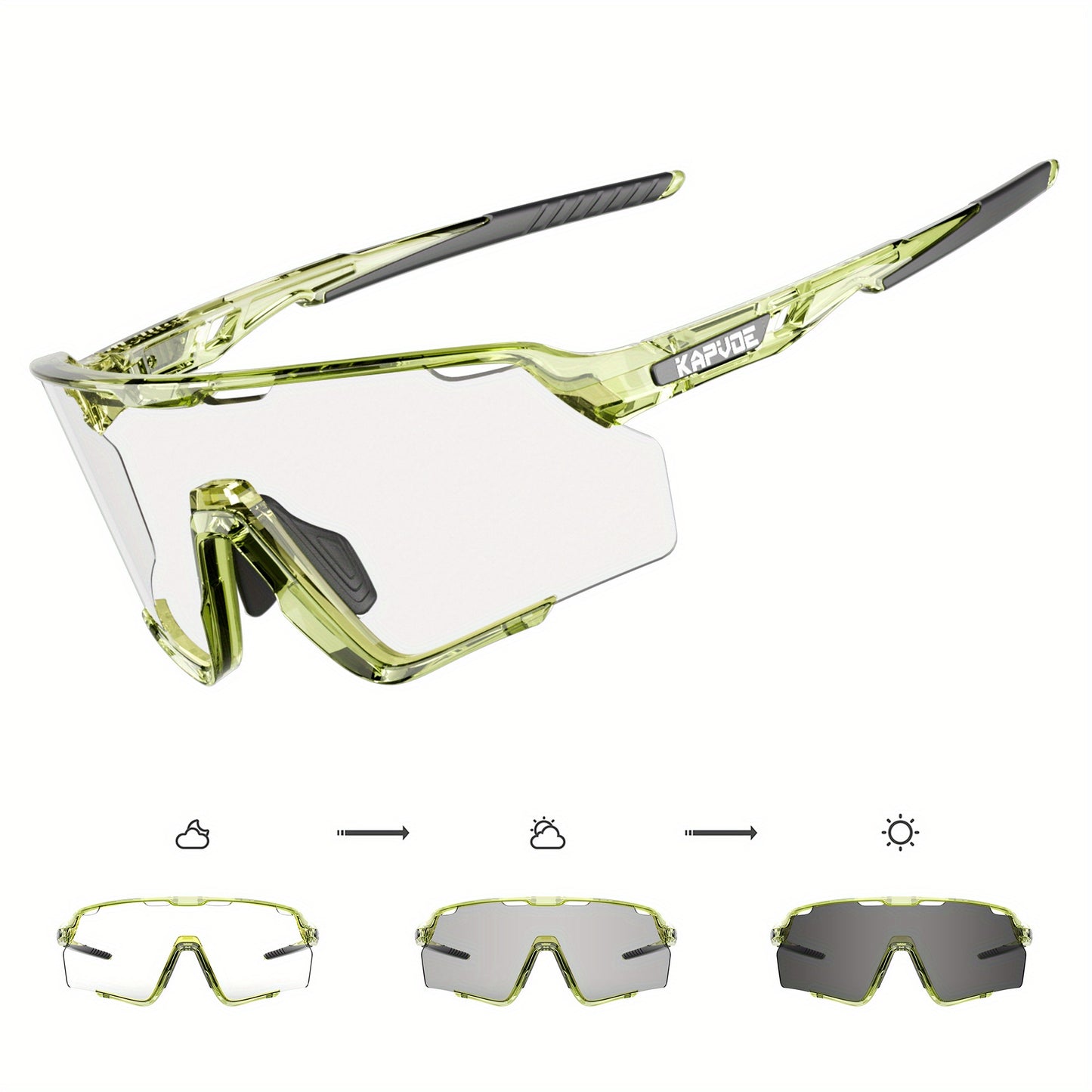 Lunettes de sport photochromiques KAPVOE, lunettes de cyclisme pour hommes et femmes, vélo d'extérieur, de pêche, de golf, de course à pied, monture brillante.