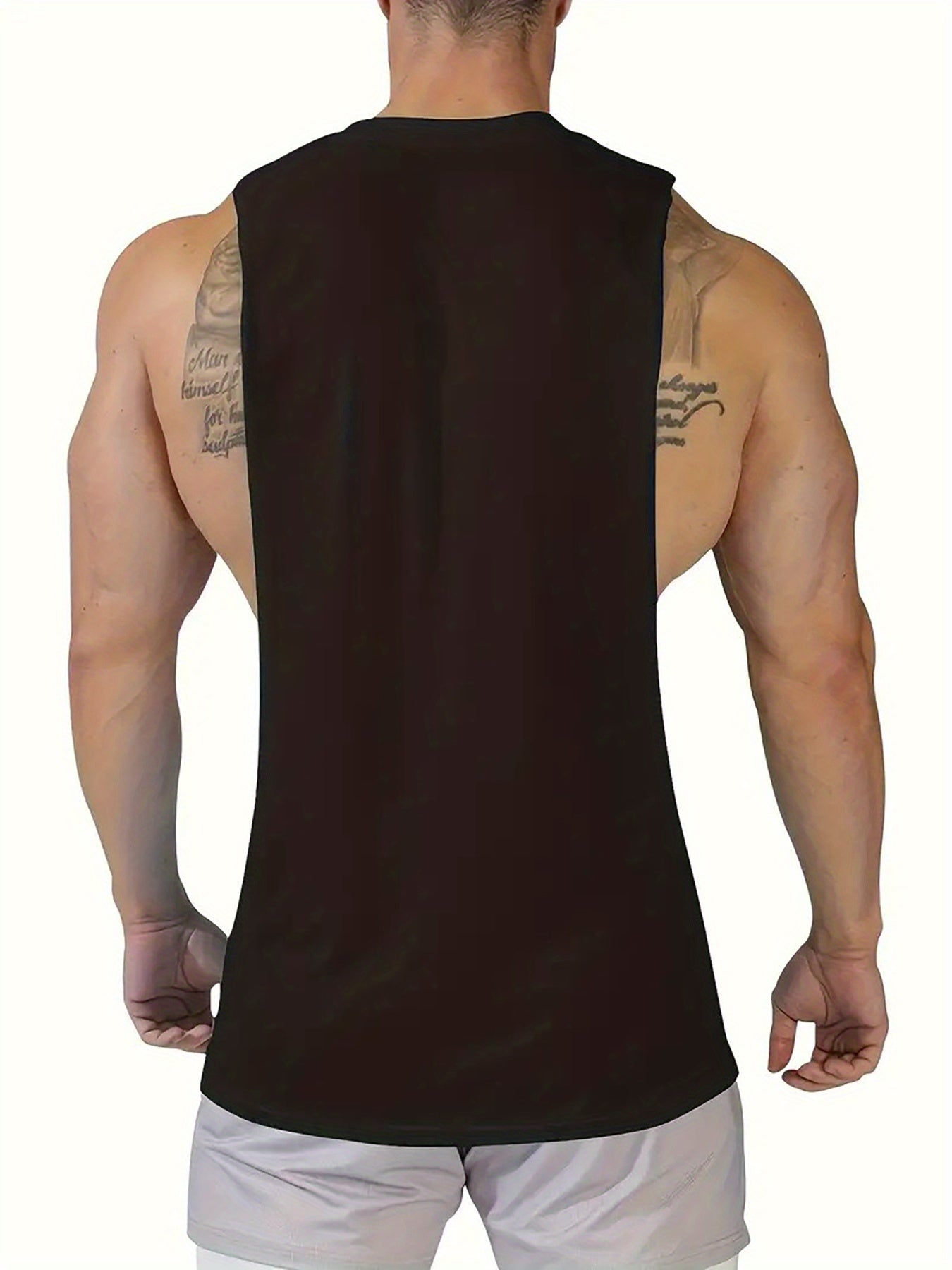 Débardeur de sport d'été pour homme, coupe ajustée, en polyester et élasthanne, sans manches, col ras du cou, séchage rapide, respirant.