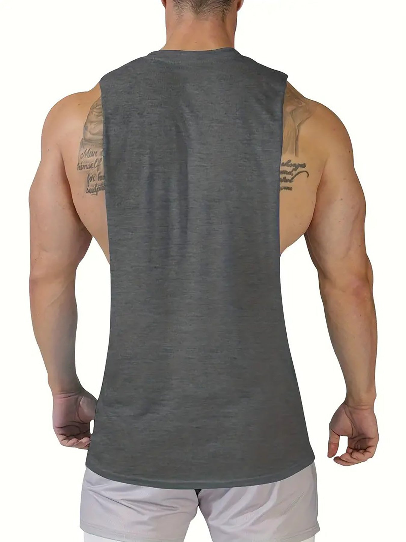 Débardeur de sport d'été pour homme, coupe ajustée, en polyester et élasthanne, sans manches, col ras du cou, séchage rapide, respirant.