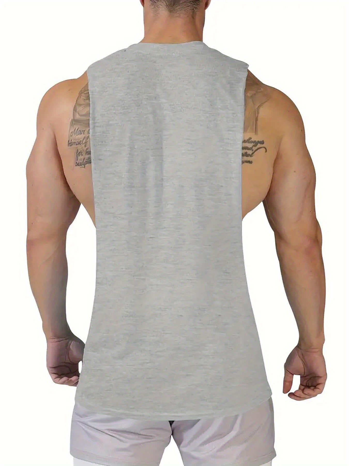 Débardeur de sport d'été pour homme, coupe ajustée, en polyester et élasthanne, sans manches, col ras du cou, séchage rapide, respirant.