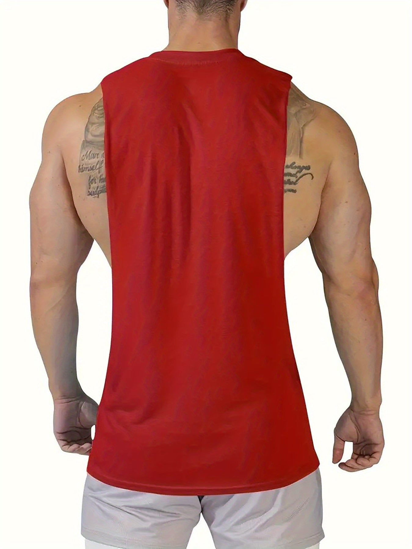 Débardeur de sport d'été pour homme, coupe ajustée, en polyester et élasthanne, sans manches, col ras du cou, séchage rapide, respirant.