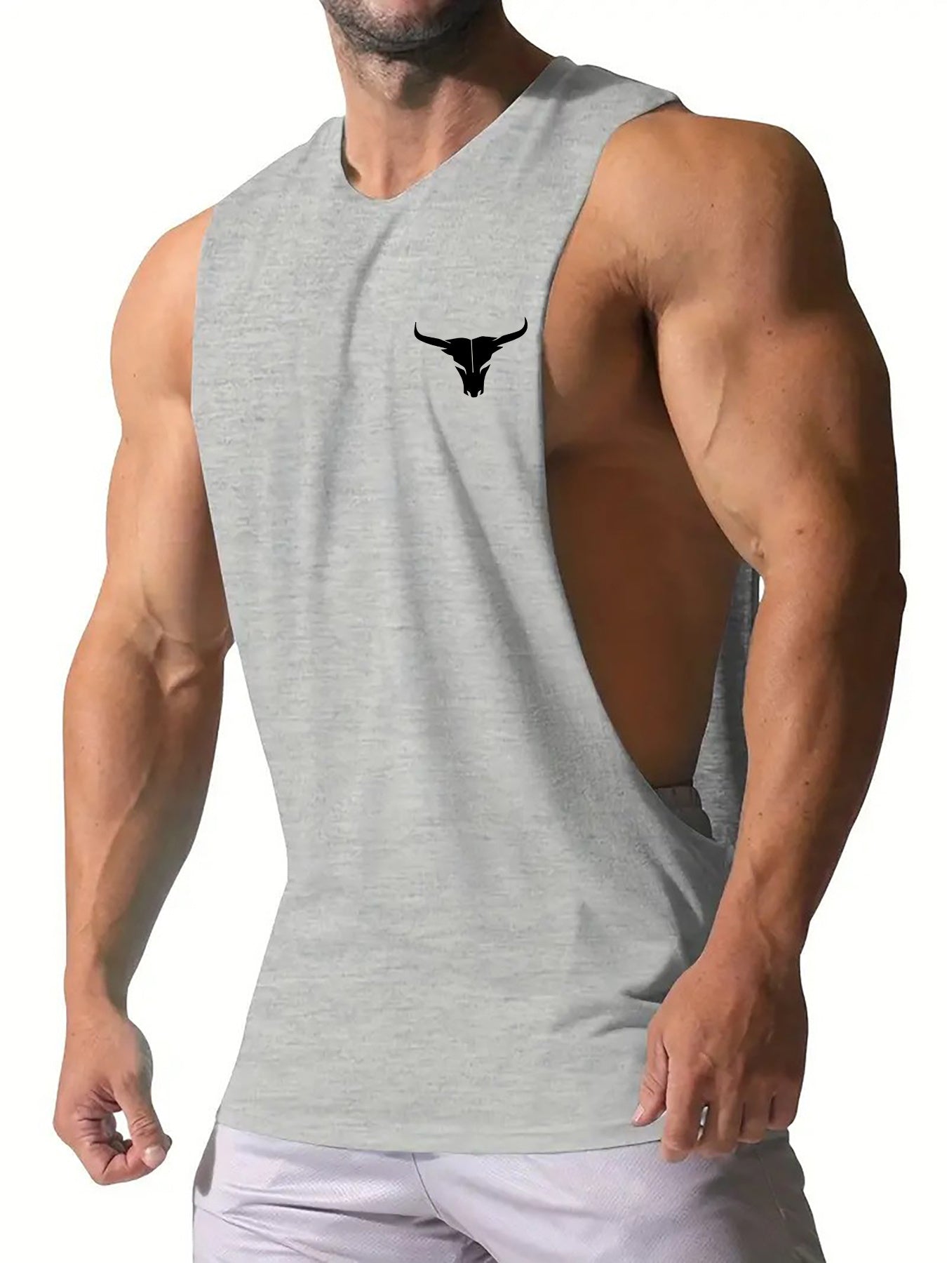 Débardeur de sport d'été pour homme, coupe ajustée, en polyester et élasthanne, sans manches, col ras du cou, séchage rapide, respirant.
