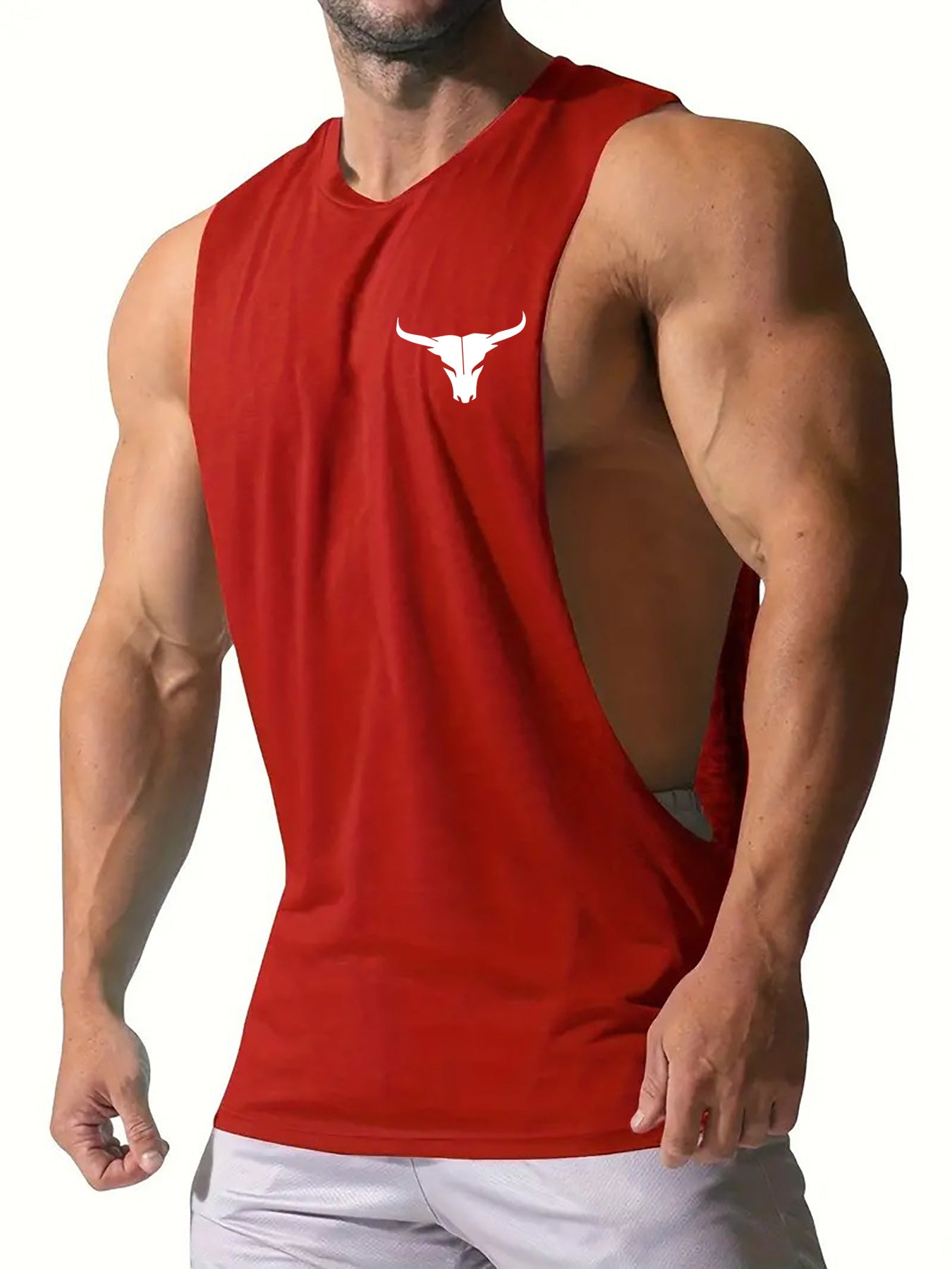 Débardeur de sport d'été pour homme, coupe ajustée, en polyester et élasthanne, sans manches, col ras du cou, séchage rapide, respirant.