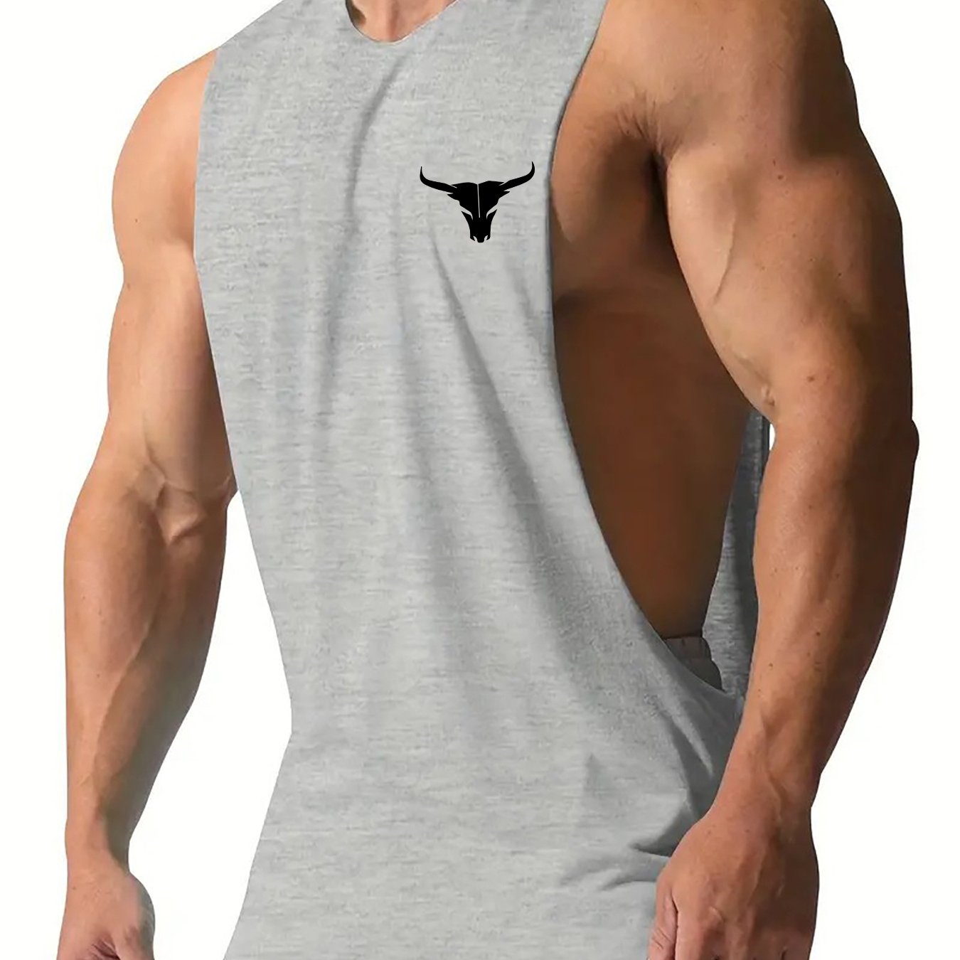 Débardeur de sport d'été pour homme, coupe ajustée, en polyester et élasthanne, sans manches, col ras du cou, séchage rapide, respirant.