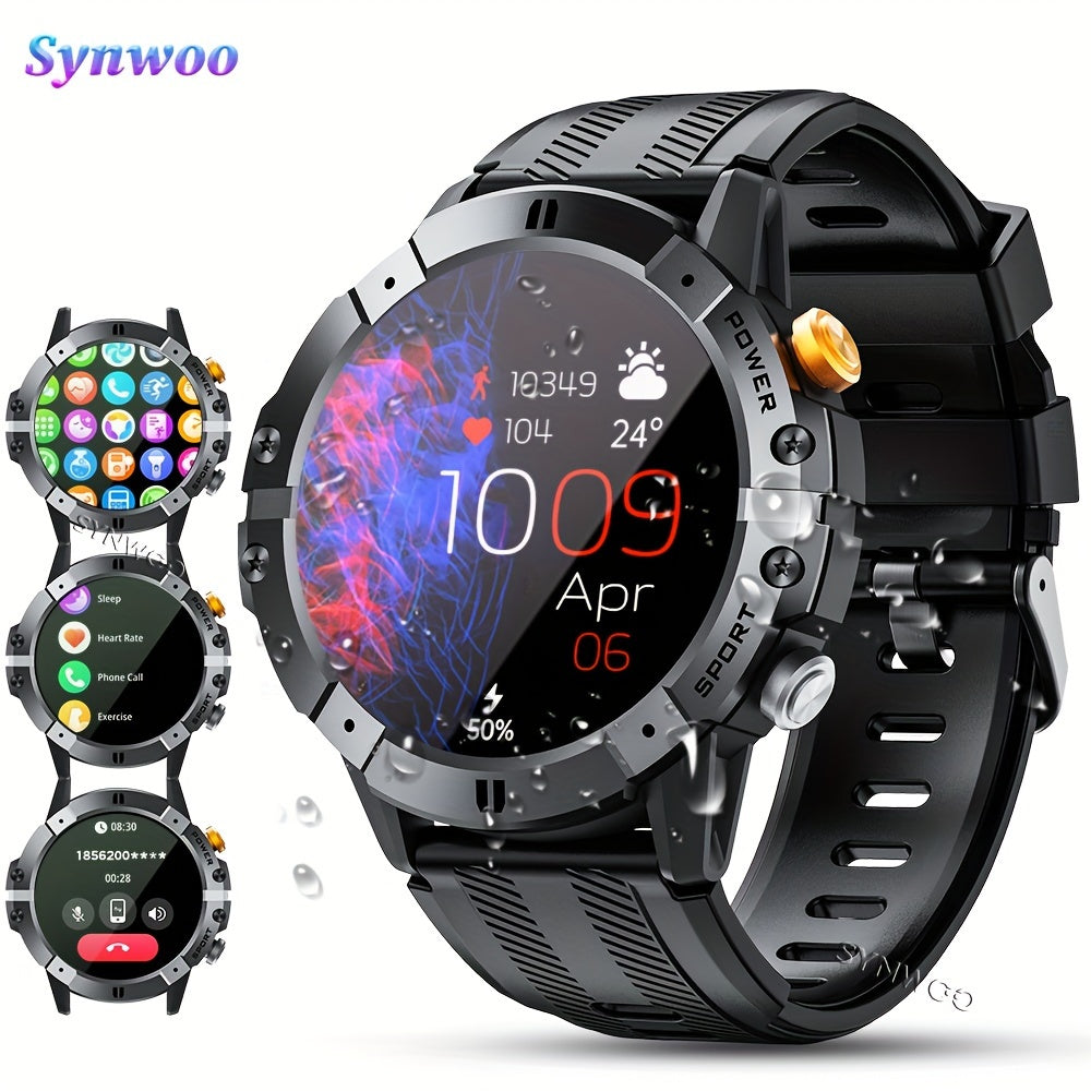 Montre connectée SYNWOO pour homme - Écran TFT HD de 3,86 cm, bracelet de fitness multisports avec enregistrement d'activité, étanche IPX8, charge magnétique, sans fil 5.3, en alliage de zinc