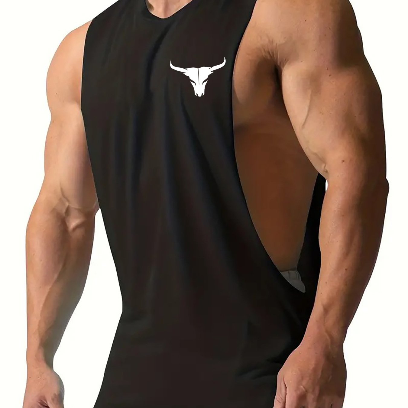 Débardeur de sport d'été pour homme, coupe ajustée, en polyester et élasthanne, sans manches, col ras du cou, séchage rapide, respirant.