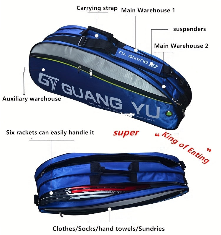 Sac de sport multicouche grande capacité avec roulettes et bandoulière rembourrée - en nylon résistant pour raquettes de tennis et de badminton, idéal pour les voyages, la salle de sport et l'entraînement (rouge/noir)