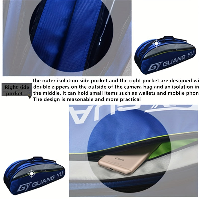 Sac de sport multicouche grande capacité avec roulettes et bandoulière rembourrée - en nylon résistant pour raquettes de tennis et de badminton, idéal pour les voyages, la salle de sport et l'entraînement (rouge/noir)