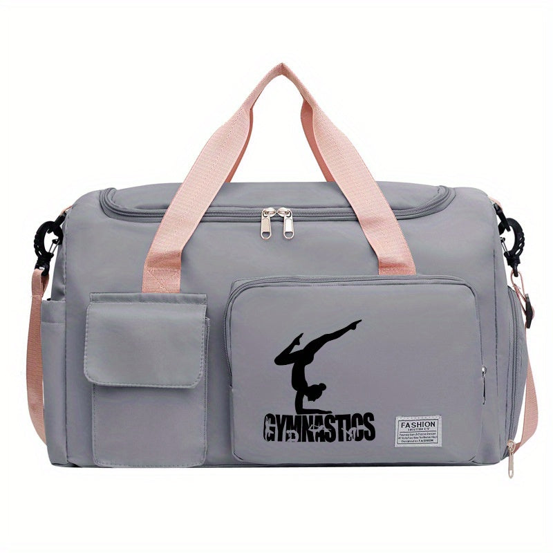 Sac de sport de fitness multifonctionnel imprimé gymnaste - Sac de voyage en nylon léger de grande capacité avec compartiment humide/sec, pour femmes et hommes, durable