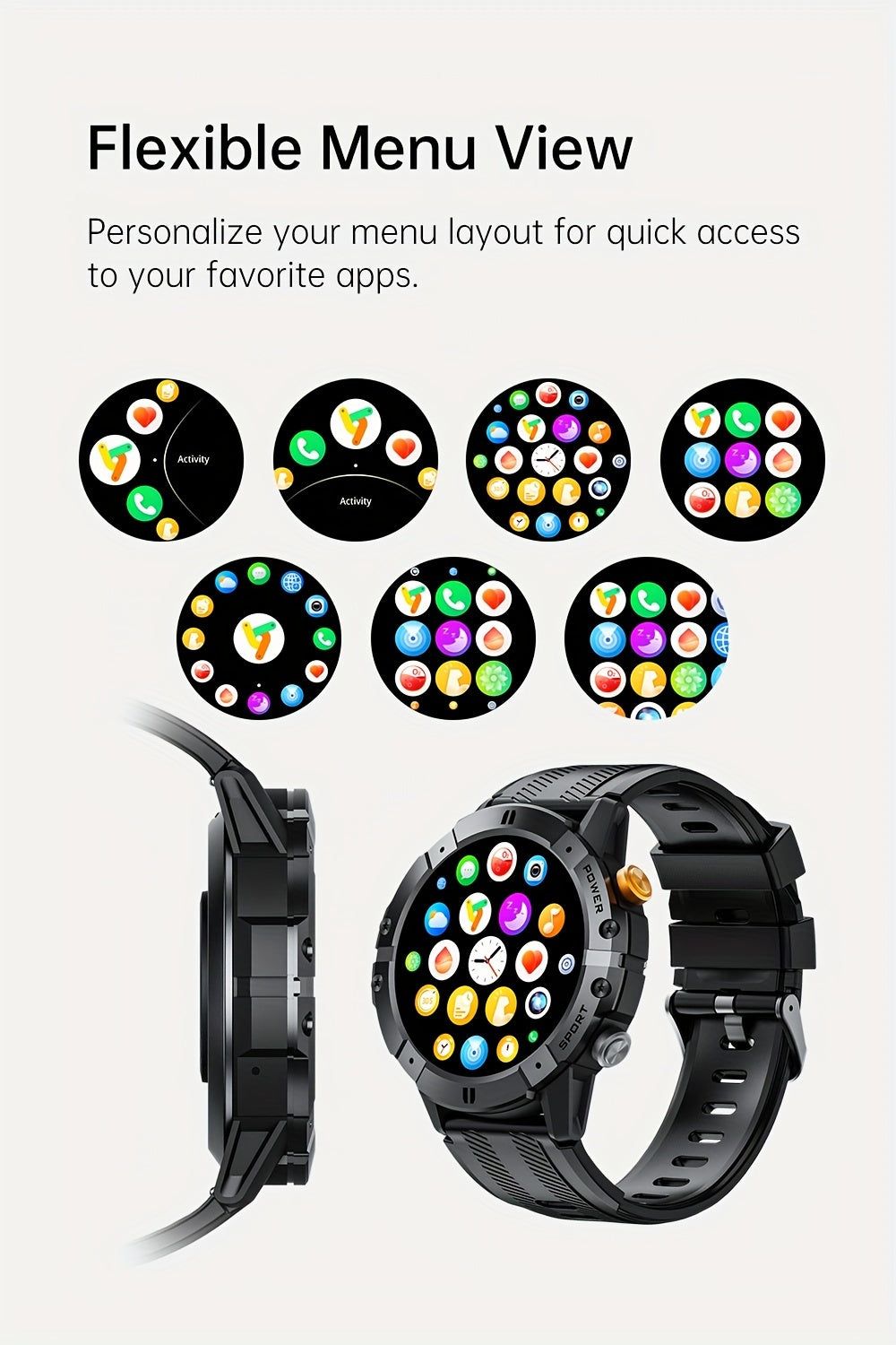 Montre connectée SYNWOO pour homme - Écran TFT HD de 3,86 cm, bracelet de fitness multisports avec enregistrement d'activité, étanche IPX8, charge magnétique, sans fil 5.3, en alliage de zinc