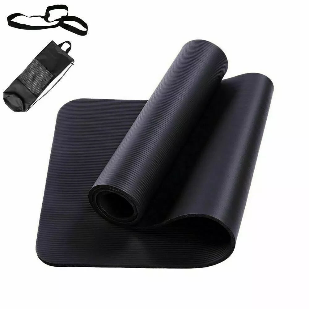 Tapis de yoga 183 x 61 x 1 cm, tapis d'exercice, coussin de fitness NBR Sport, Pilates Home Gym, sangle et sac de transport