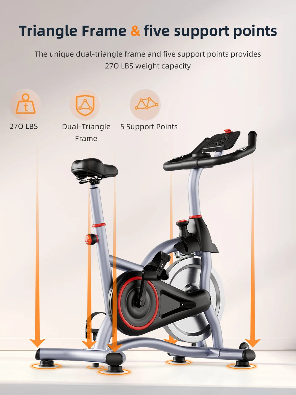 Vélo d'appartement Spinning Sport Intérieur Volant d'inertie Silencieux Résistance Magnétique Exercice Aérobic Fréquence Cardiaque Calories Bluetooth