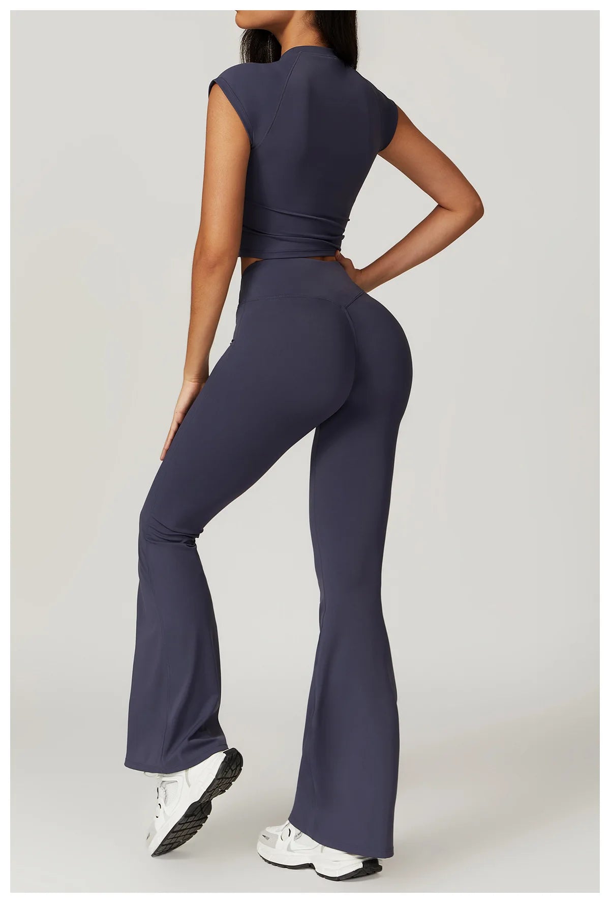 Ensemble de sport 2 pièces pour femme, haut court à manches courtes, leggings taille haute, vêtements de sport, de fitness