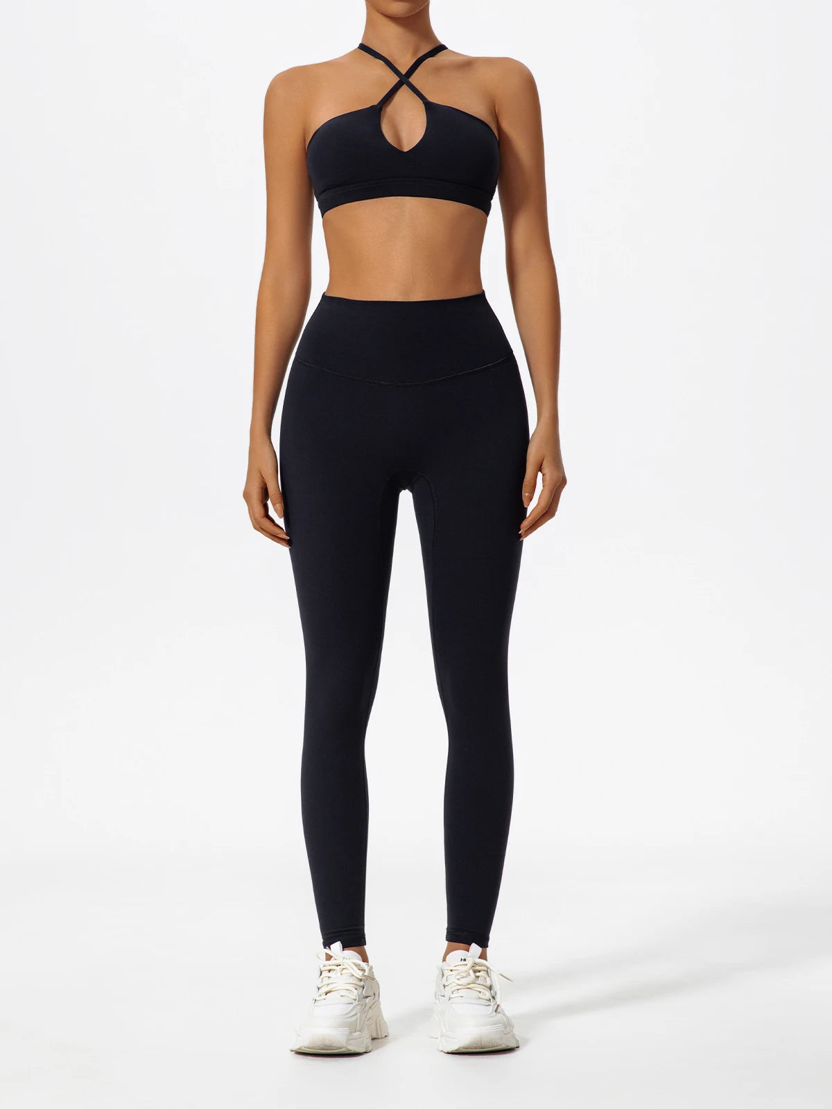 Ctenkevet Ensemble de sport deux pièces pour femme, vêtements de yoga croisés sur la poitrine, soutien-gorge bandeau.