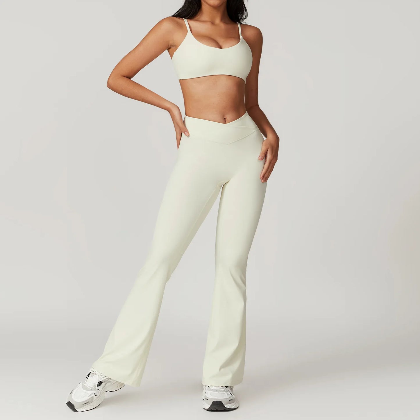 Ensemble de sport 2 pièces pour femme, haut court à manches courtes, leggings taille haute, vêtements de sport, de fitness