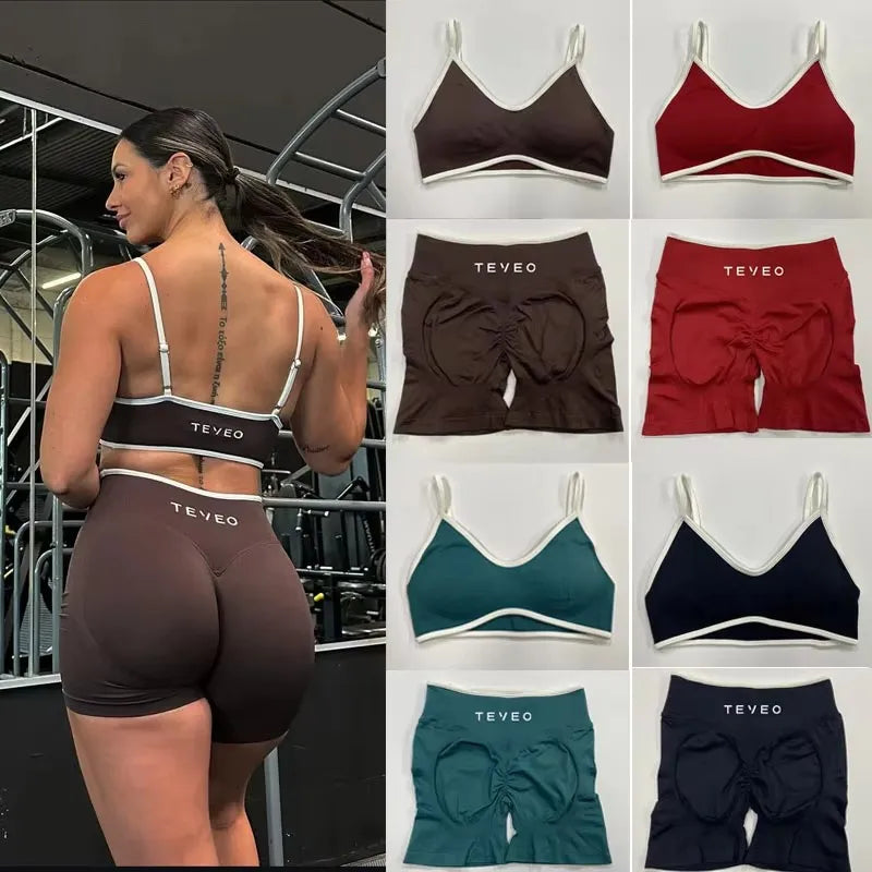 Leggings de sport pour femmes, shorts et soutien-gorge de yoga, fitness, cyclisme.