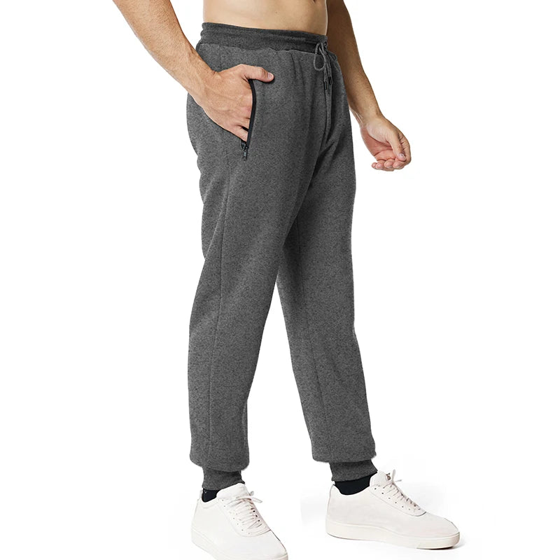 Pantalon de survêtement pour homme, poches latérales zippées, taille élastique, style sport décontracté, ample, fitness, gym