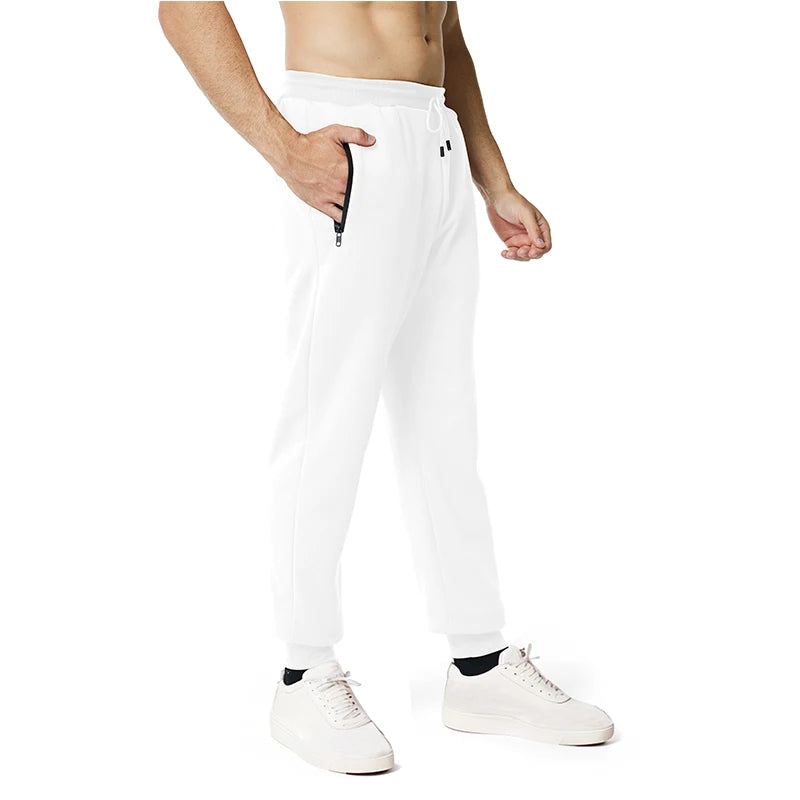 Pantalon de survêtement pour homme, poches latérales zippées, taille élastique, style sport décontracté, ample, fitness, gym