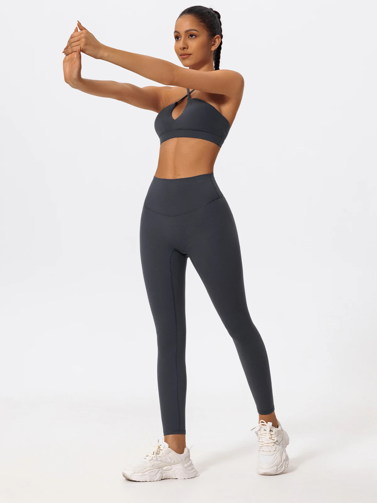 Ctenkevet Ensemble de sport deux pièces pour femme, vêtements de yoga croisés sur la poitrine, soutien-gorge bandeau.