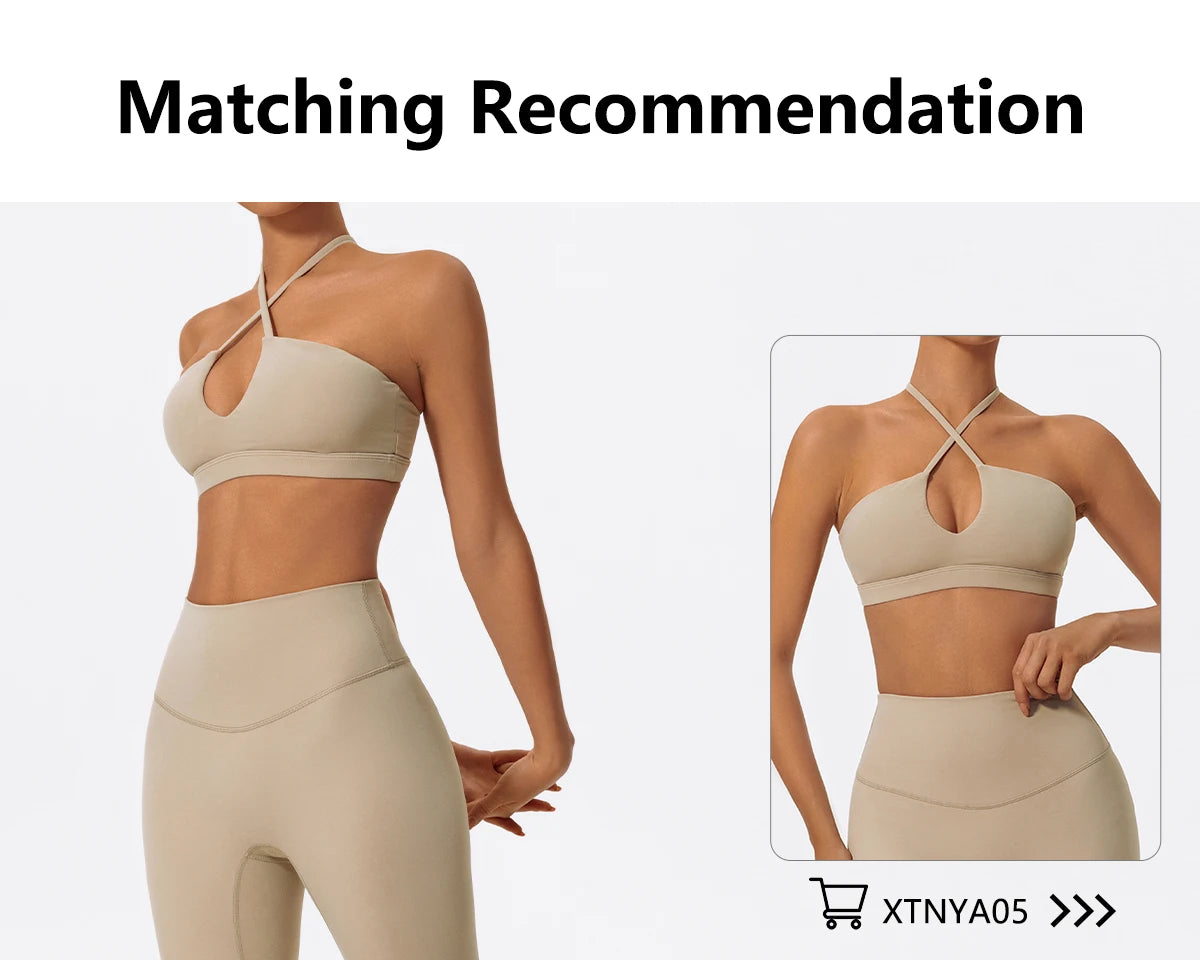 Ctenkevet Ensemble de sport deux pièces pour femme, vêtements de yoga croisés sur la poitrine, soutien-gorge bandeau.