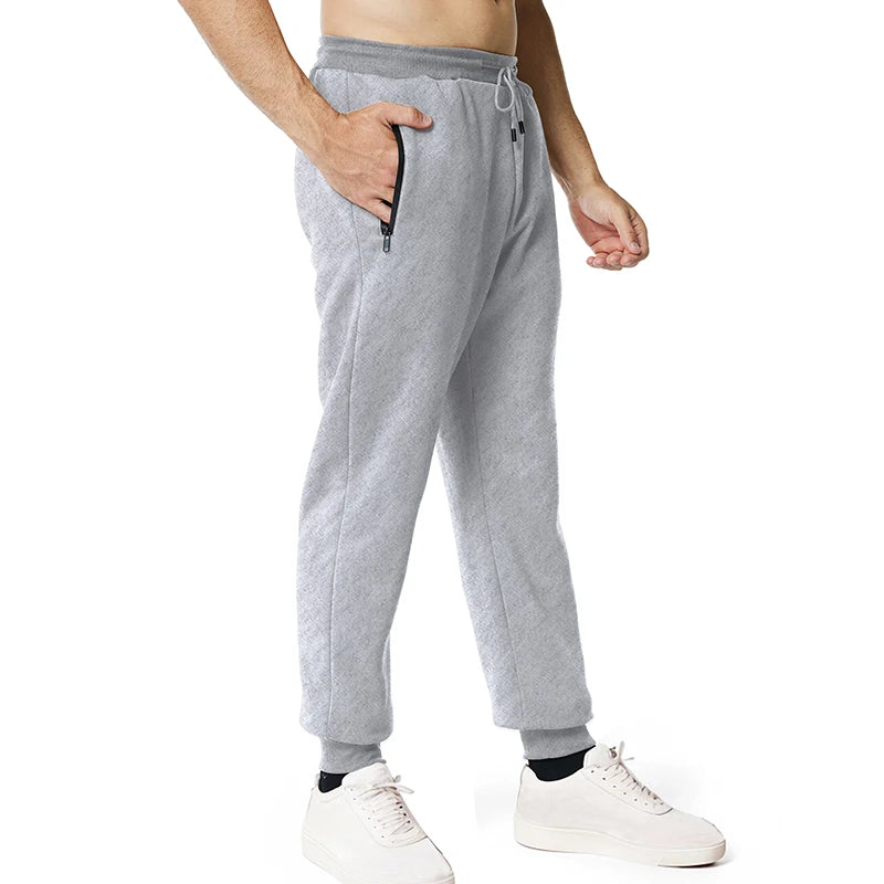 Pantalon de survêtement pour homme, poches latérales zippées, taille élastique, style sport décontracté, ample, fitness, gym