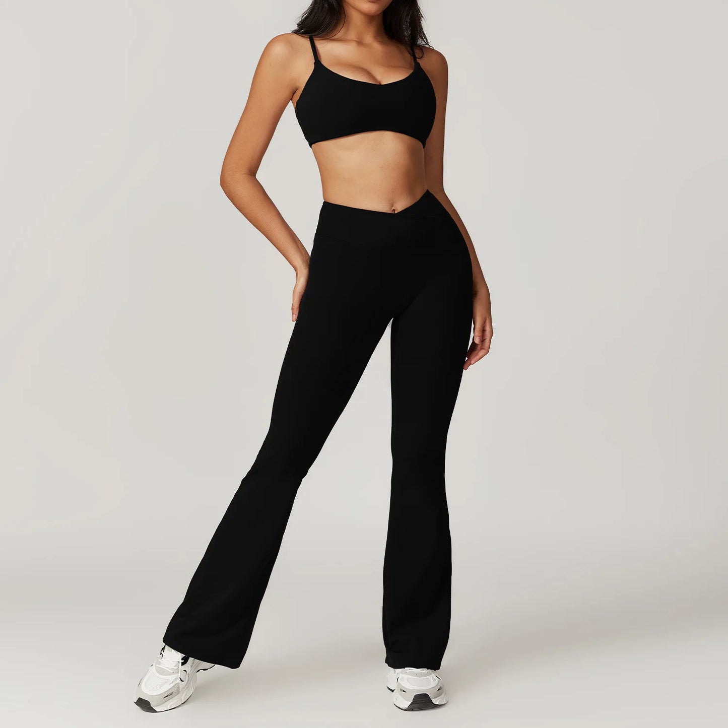 Ensemble de sport 2 pièces pour femme, haut court à manches courtes, leggings taille haute, vêtements de sport, de fitness