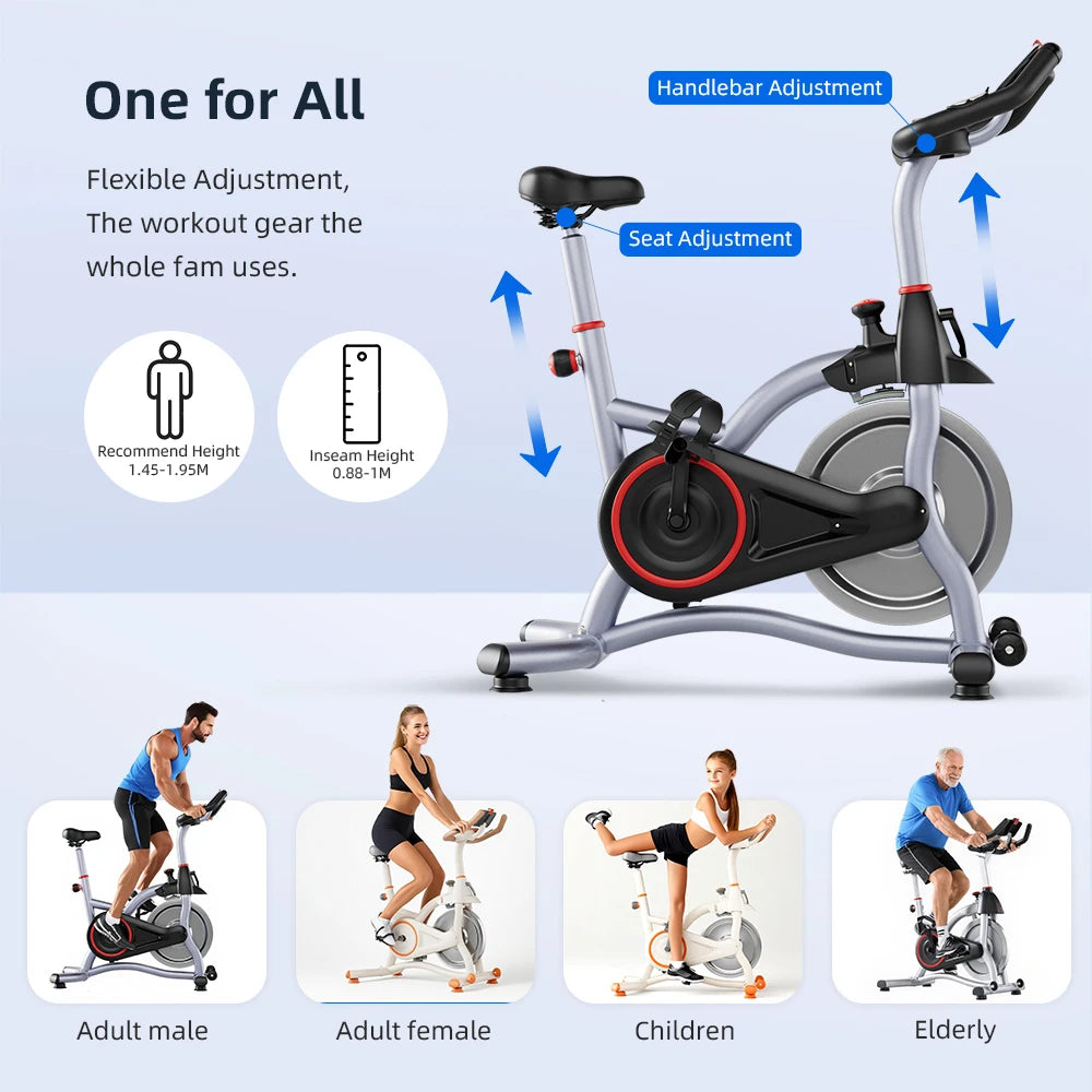Vélo d'appartement Spinning Sport Intérieur Volant d'inertie Silencieux Résistance Magnétique Exercice Aérobic Fréquence Cardiaque Calories Bluetooth