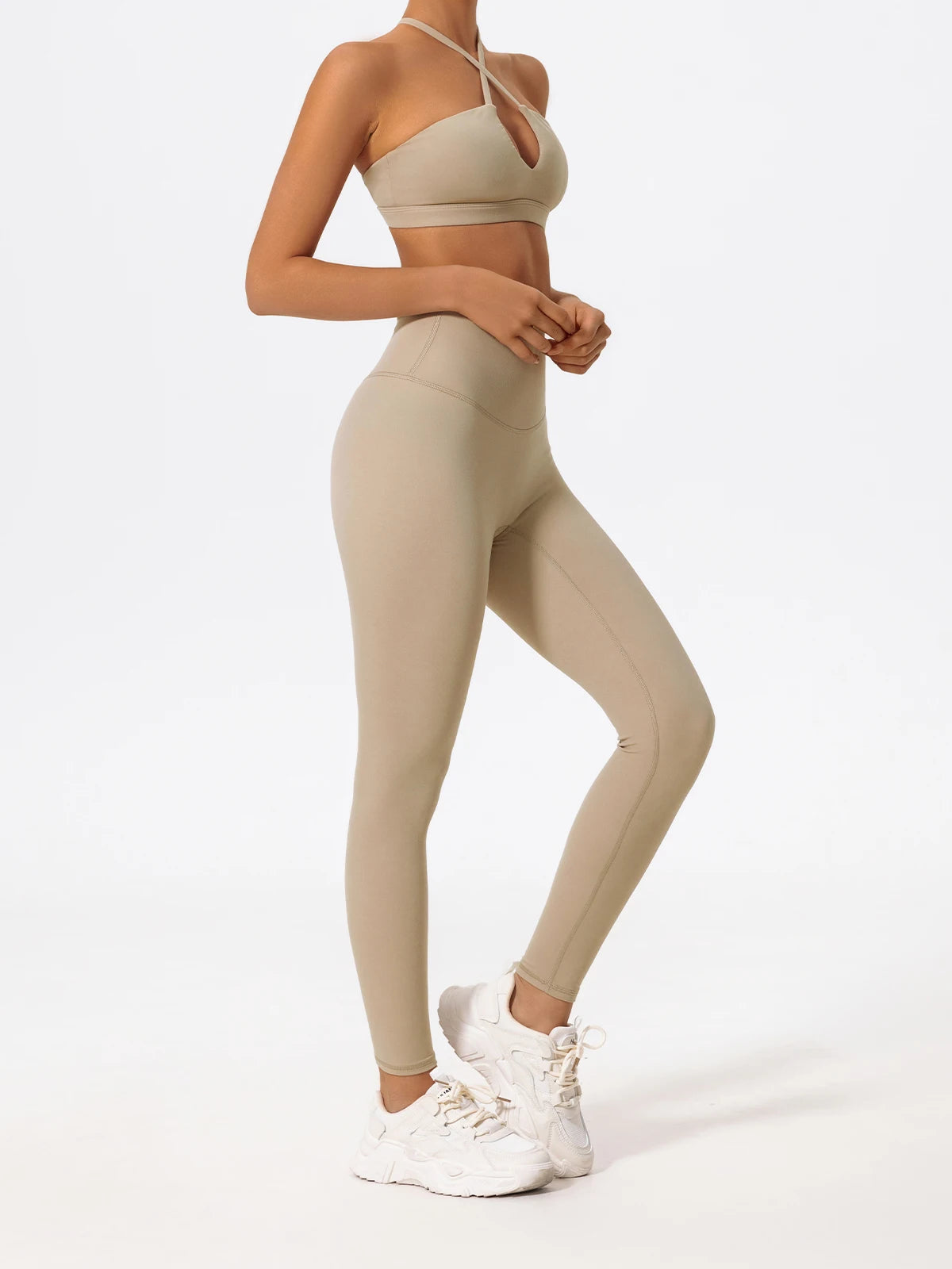 Ctenkevet Ensemble de sport deux pièces pour femme, vêtements de yoga croisés sur la poitrine, soutien-gorge bandeau.