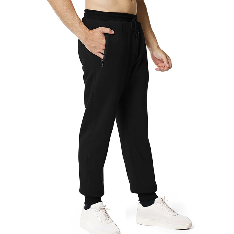 Pantalon de survêtement pour homme, poches latérales zippées, taille élastique, style sport décontracté, ample, fitness, gym