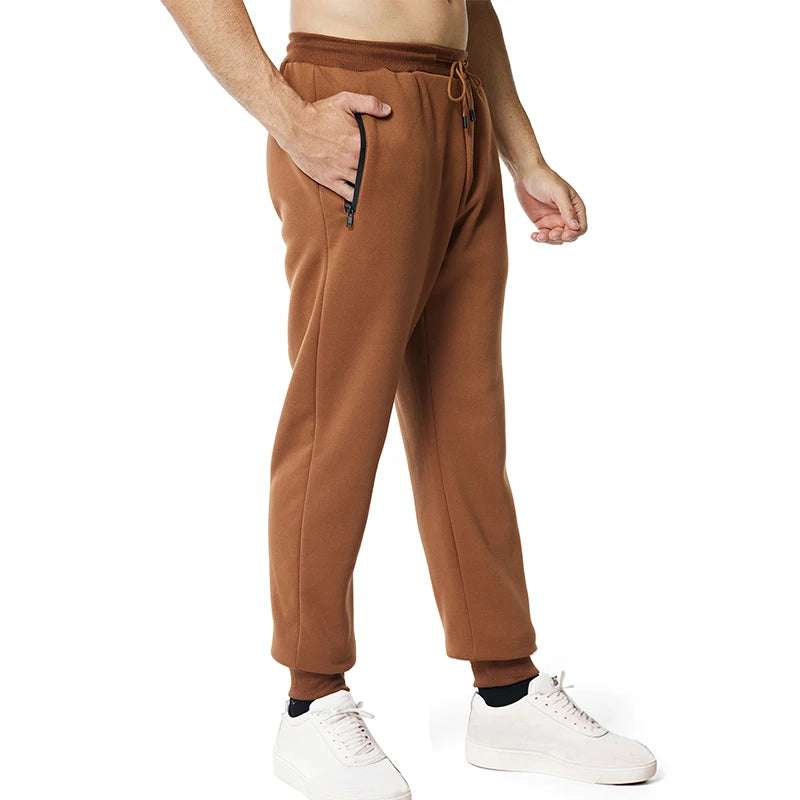 Pantalon de survêtement pour homme, poches latérales zippées, taille élastique, style sport décontracté, ample, fitness, gym