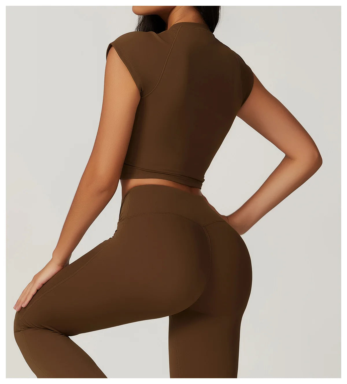 Ensemble de sport 2 pièces pour femme, haut court à manches courtes, leggings taille haute, vêtements de sport, de fitness