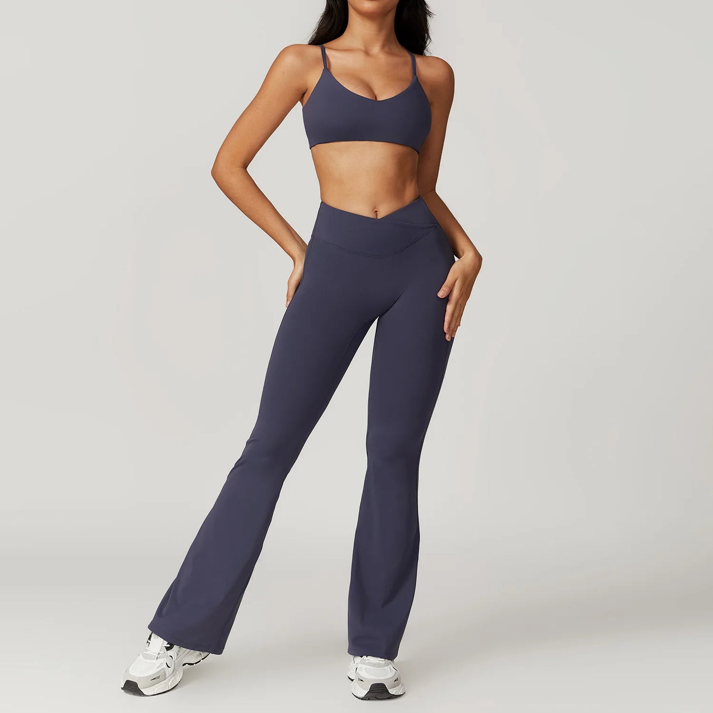 Ensemble de sport 2 pièces pour femme, haut court à manches courtes, leggings taille haute, vêtements de sport, de fitness