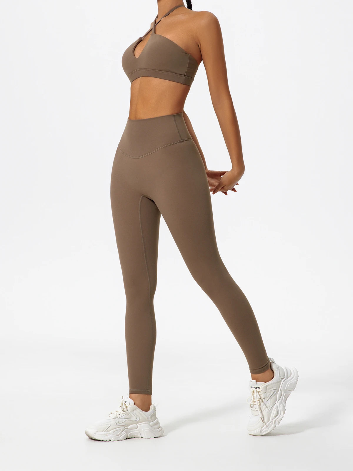Ctenkevet Ensemble de sport deux pièces pour femme, vêtements de yoga croisés sur la poitrine, soutien-gorge bandeau.