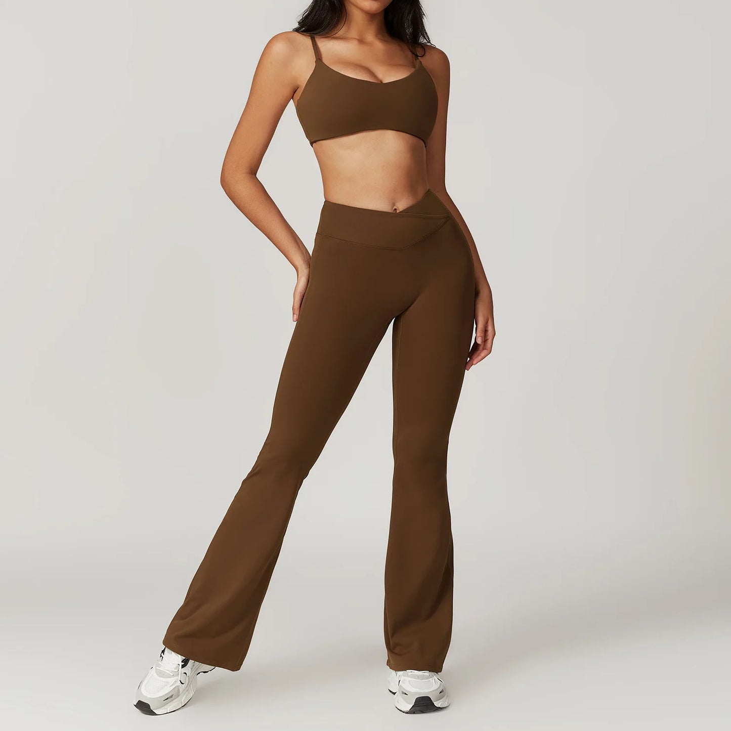 Ensemble de sport 2 pièces pour femme, haut court à manches courtes, leggings taille haute, vêtements de sport, de fitness