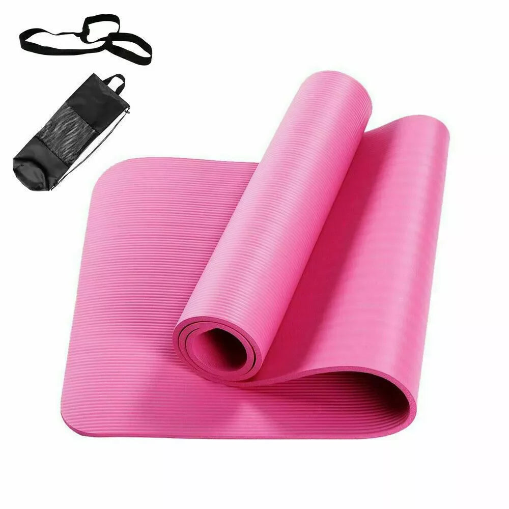 Tapis de yoga 183 x 61 x 1 cm, tapis d'exercice, coussin de fitness NBR Sport, Pilates Home Gym, sangle et sac de transport