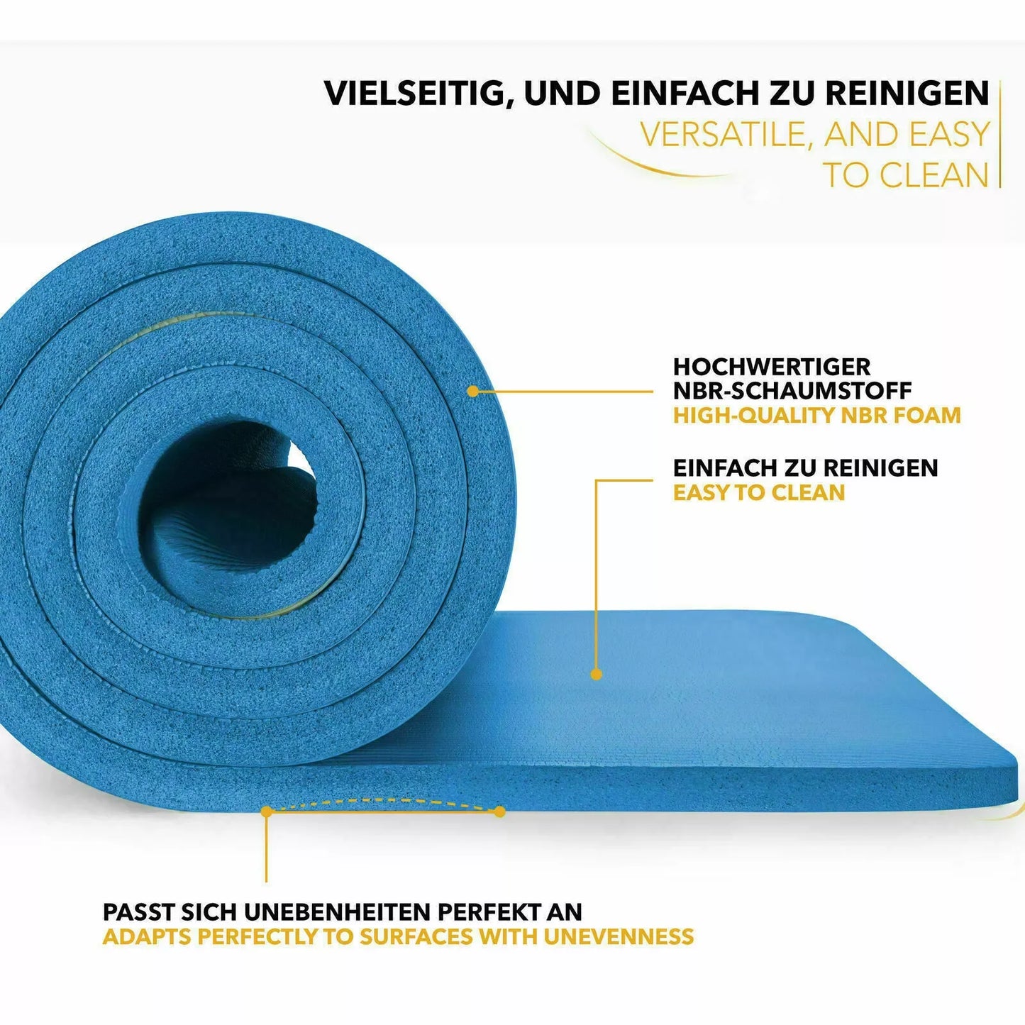 Tapis de yoga 183 x 61 x 1 cm, tapis d'exercice, coussin de fitness NBR Sport, Pilates Home Gym, sangle et sac de transport