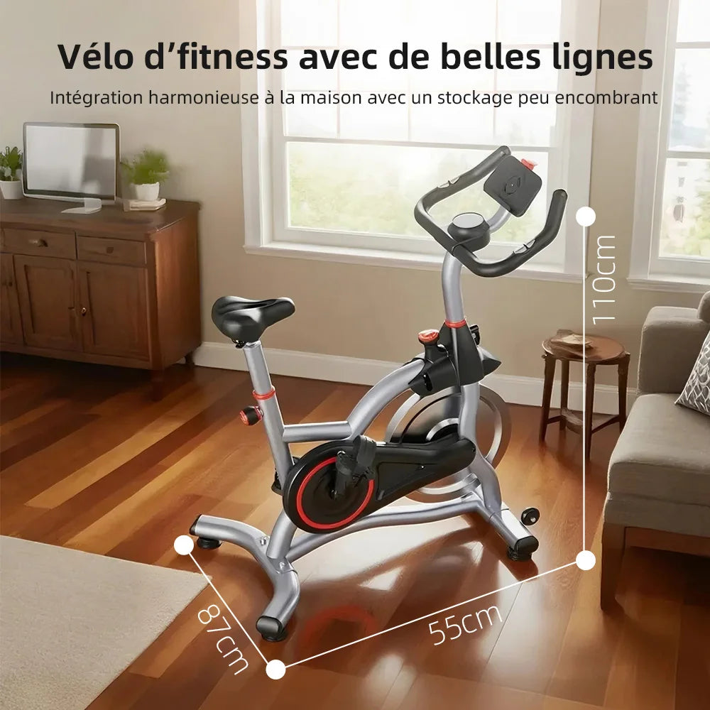 Vélo d'appartement Spinning Sport Intérieur Volant d'inertie Silencieux Résistance Magnétique Exercice Aérobic Fréquence Cardiaque Calories Bluetooth