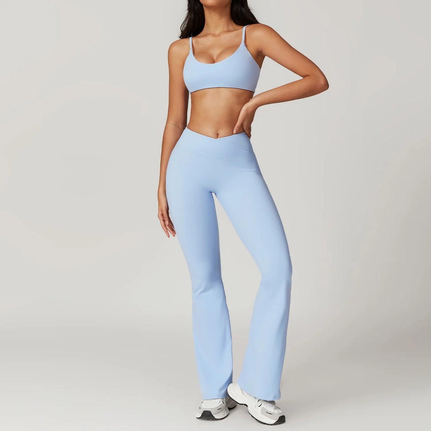 Ensemble de sport 2 pièces pour femme, haut court à manches courtes, leggings taille haute, vêtements de sport, de fitness