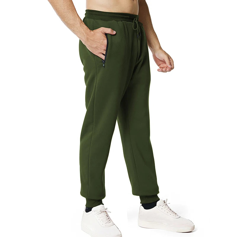 Pantalon de survêtement pour homme, poches latérales zippées, taille élastique, style sport décontracté, ample, fitness, gym