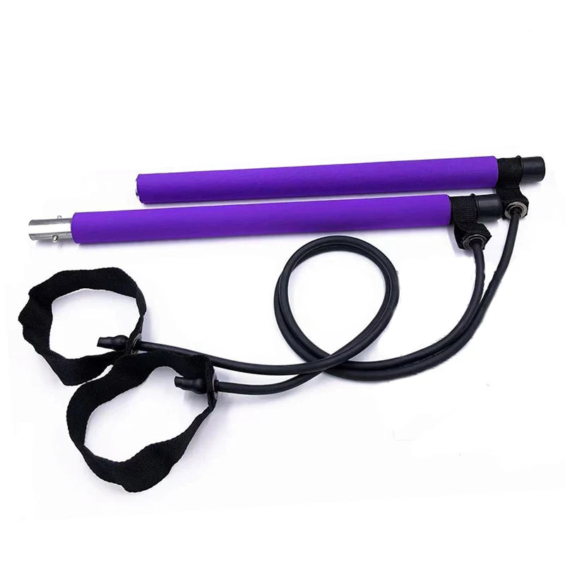 Kit de barre de Pilates pour le sport et le fitness, avec bande de résistance, corde de yoga et extracteur