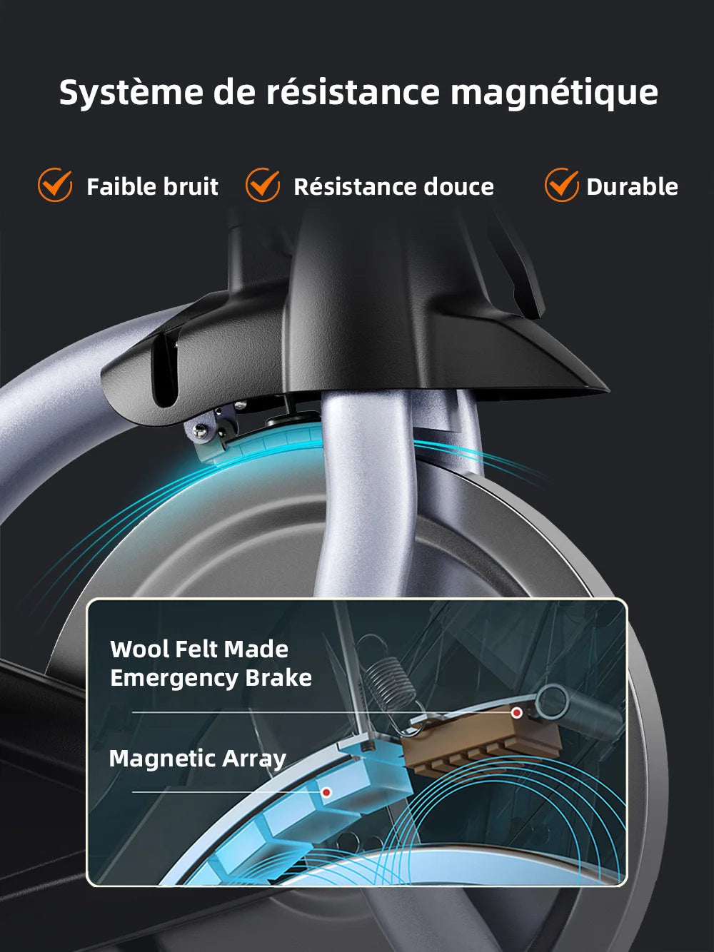 Vélo d'appartement Spinning Sport Intérieur Volant d'inertie Silencieux Résistance Magnétique Exercice Aérobic Fréquence Cardiaque Calories Bluetooth