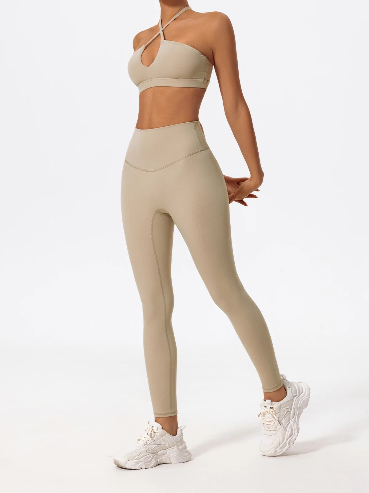 Ctenkevet Ensemble de sport deux pièces pour femme, vêtements de yoga croisés sur la poitrine, soutien-gorge bandeau.