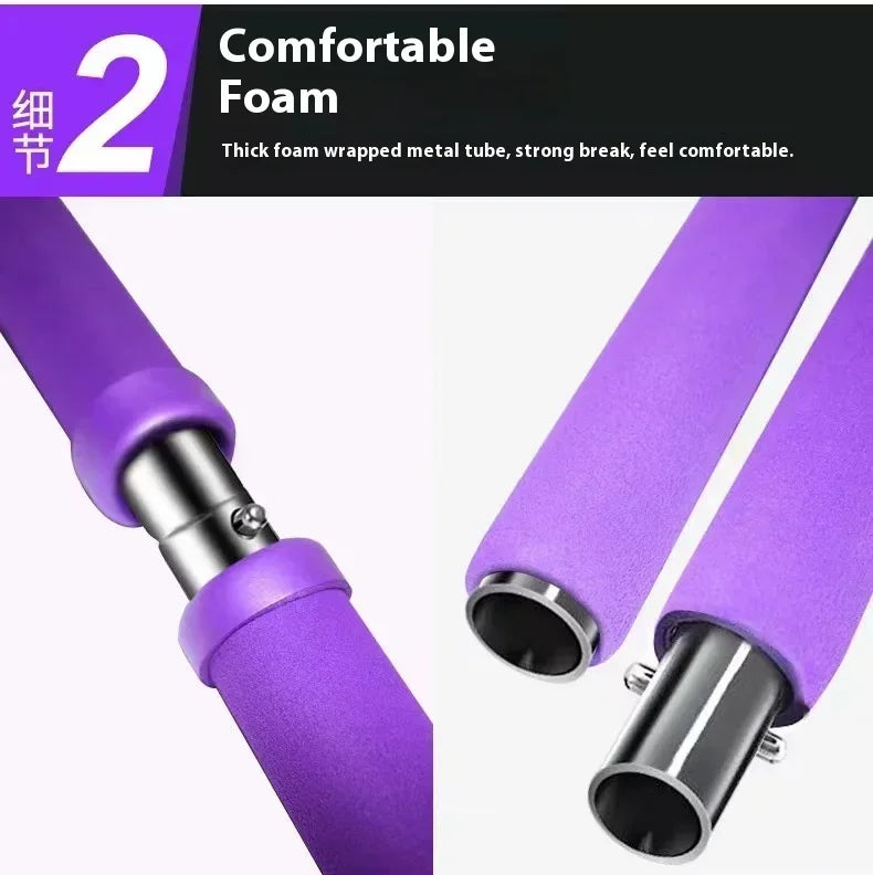 Kit de barre de Pilates pour le sport et le fitness, avec bande de résistance, corde de yoga et extracteur