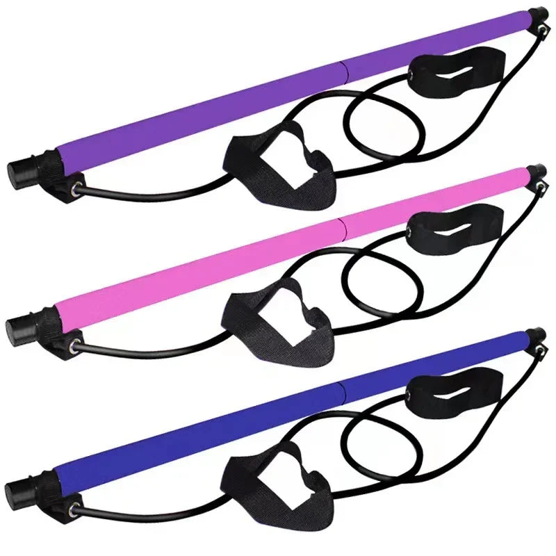 Kit de barre de Pilates pour le sport et le fitness, avec bande de résistance, corde de yoga et extracteur