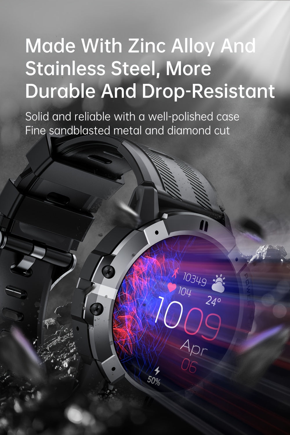 Montre connectée SYNWOO pour homme - Écran TFT HD de 3,86 cm, bracelet de fitness multisports avec enregistrement d'activité, étanche IPX8, charge magnétique, sans fil 5.3, en alliage de zinc